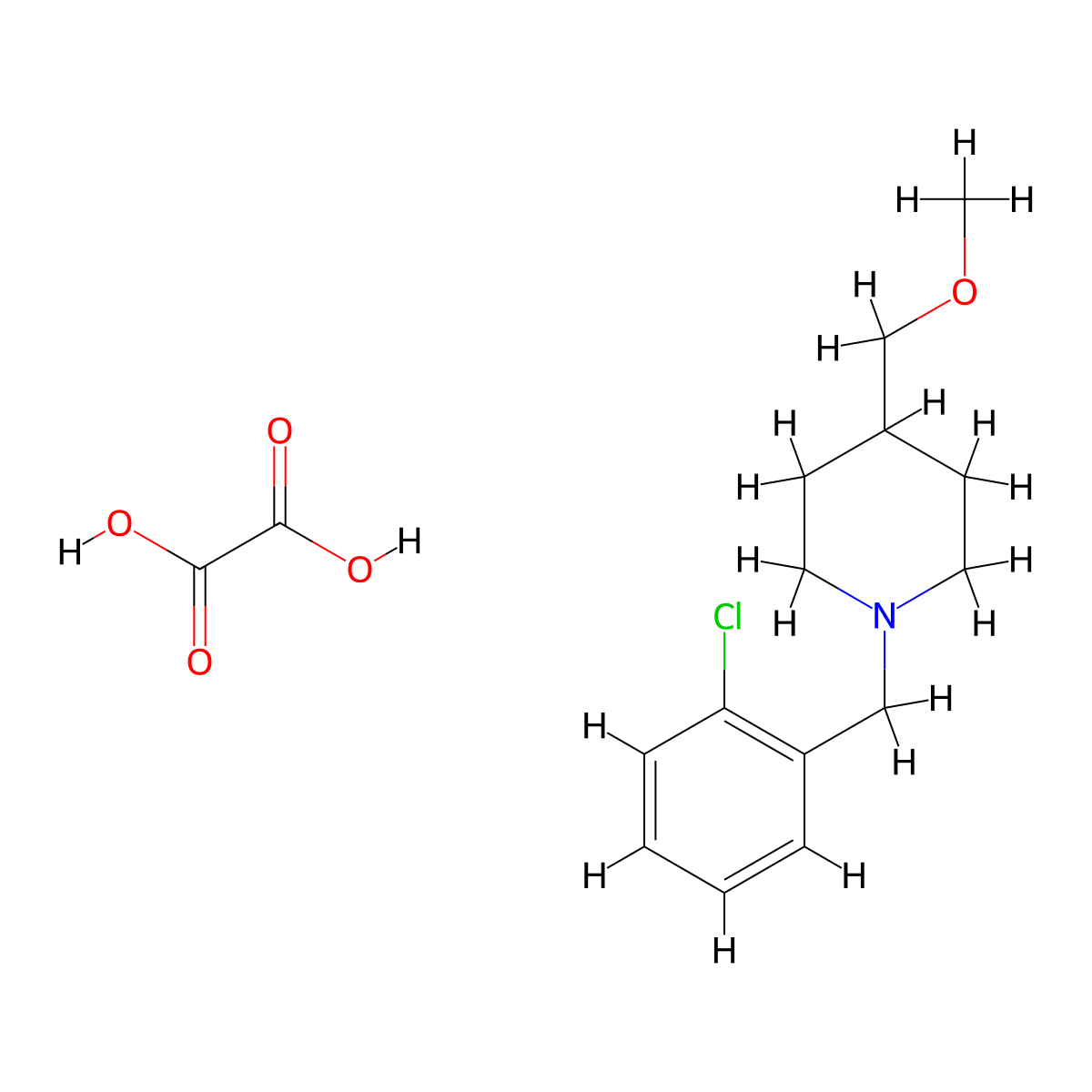 1-[(2-Chlorophenyl)methyl]-4-(methoxymethyl)piperidine; oxalic acid molecular structure, CAS 2549009-79-0