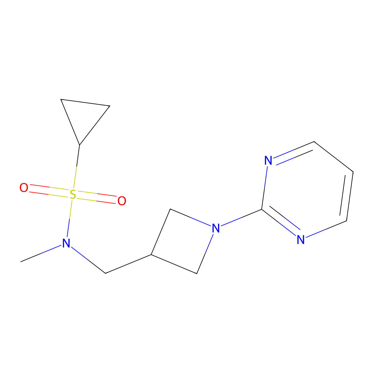 N-methyl-N-{[1-(pyrimidin-2-yl)azetidin-3-yl]methyl}cyclopropanesulfonamide molecular structure, CAS 2549009-81-4