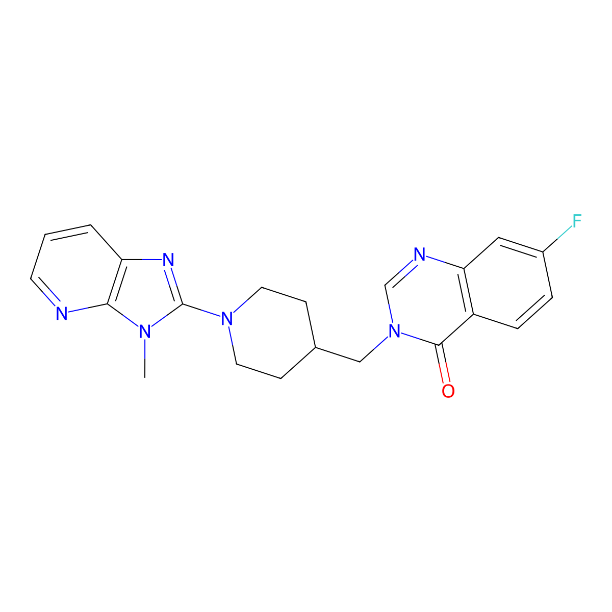 7-fluoro-3-[(1-{3-methyl-3H-imidazo[4,5-b]pyridin-2-yl}piperidin-4-yl)methyl]-3,4-dihydroquinazolin-4-one molecular structure, CAS 2549009-91-6