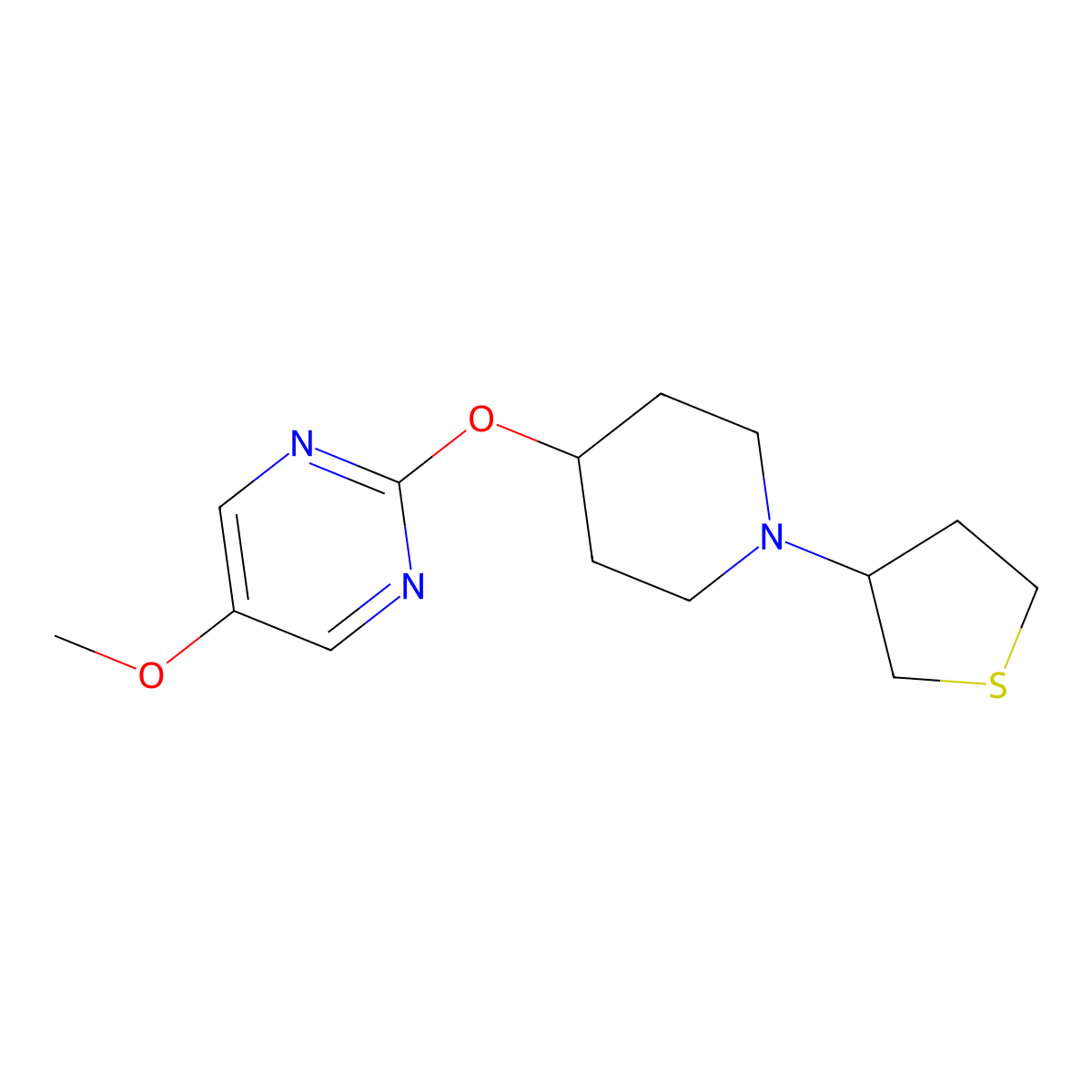5-Methoxy-2-{[1-(thiolan-3-yl)piperidin-4-yl]oxy}pyrimidine molecular structure, CAS 2549009-93-8