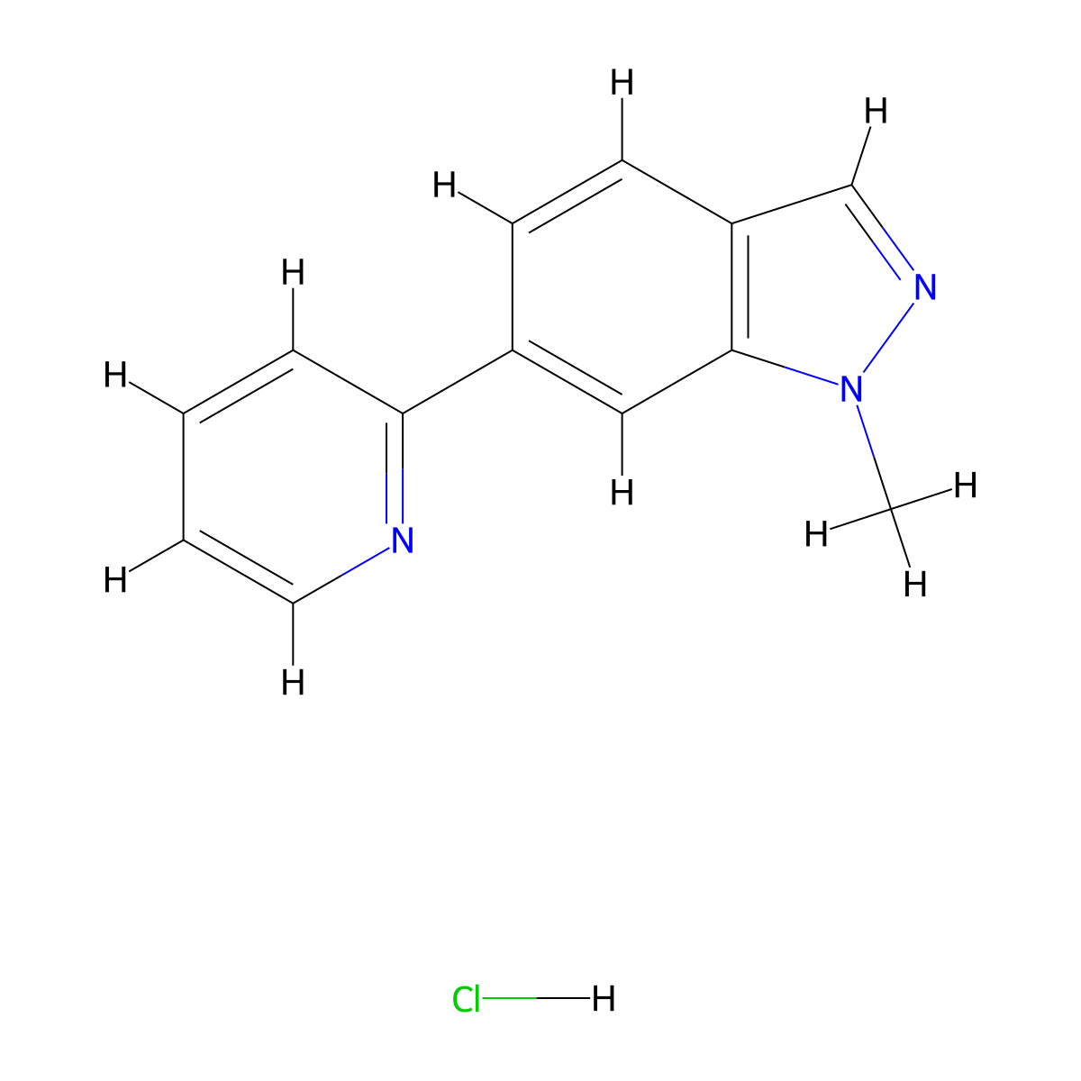 1-methyl-6-(pyridin-2-yl)-1H-indazole hydrochloride molecular structure, CAS 2549009-95-0