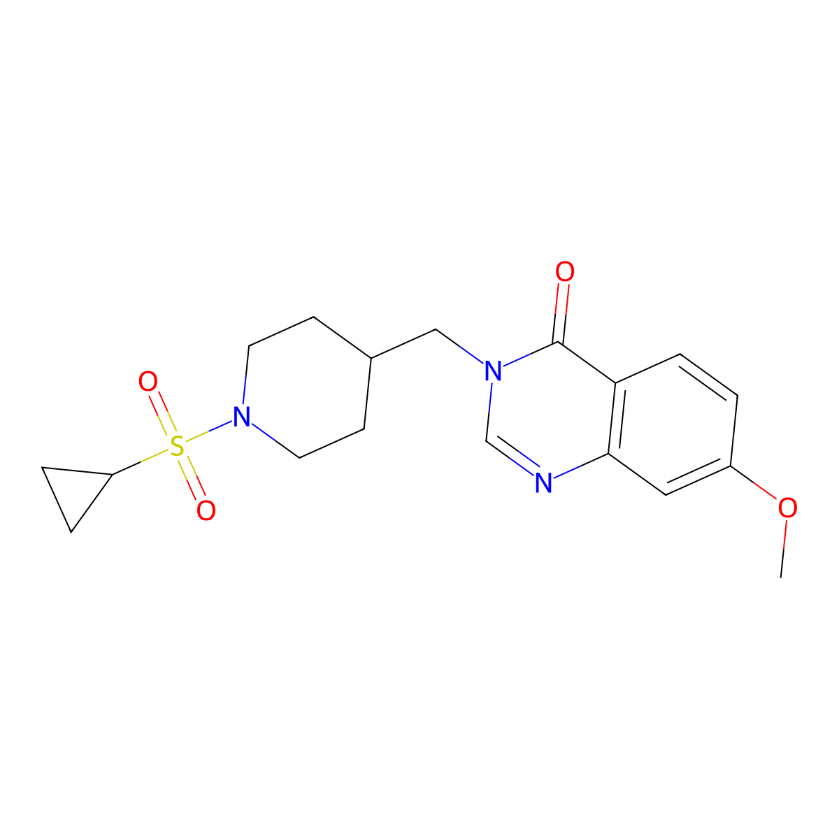 3-{[1-(Cyclopropanesulfonyl)piperidin-4-yl]methyl}-7-methoxy-3,4-dihydroquinazolin-4-one molecular structure, CAS 2549009-98-3