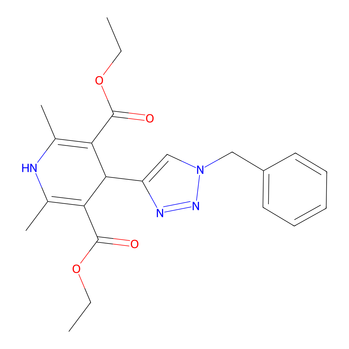 3,5-diethyl 4-(1-benzyl-1H-1,2,3-triazol-4-yl)-2,6-dimethyl-1,4-dihydropyridine-3,5-dicarboxylate molecular structure, CAS 2549010-01-5