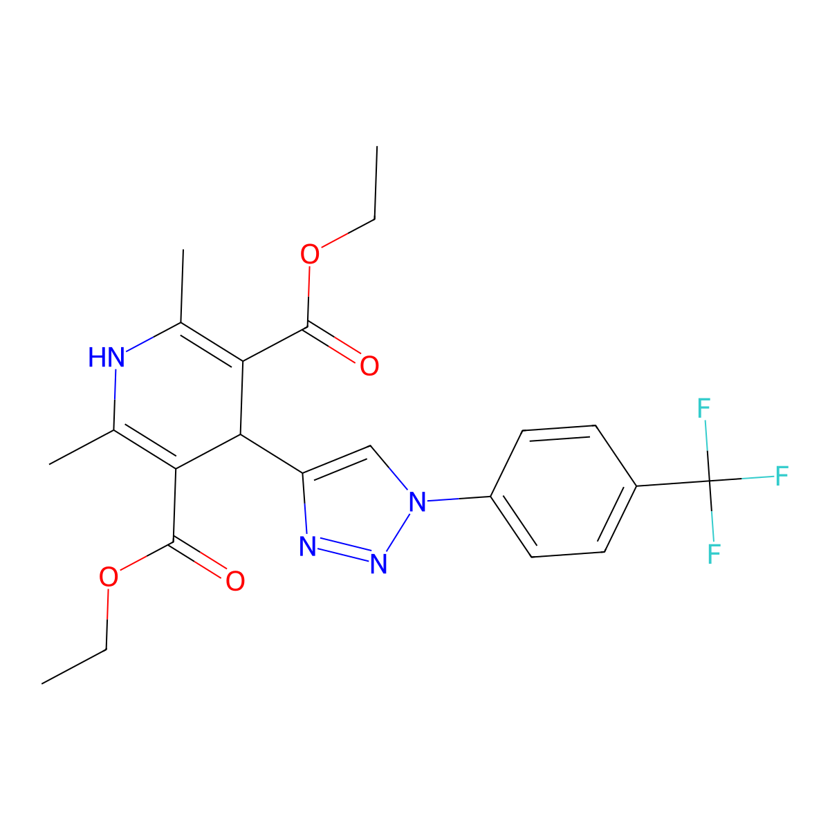 3,5-diethyl 2,6-dimethyl-4-{1-[4-(trifluoromethyl)phenyl]-1H-1,2,3-triazol-4-yl}-1,4-dihydropyridine-3,5-dicarboxylate molecular structure, CAS 2549010-03-7