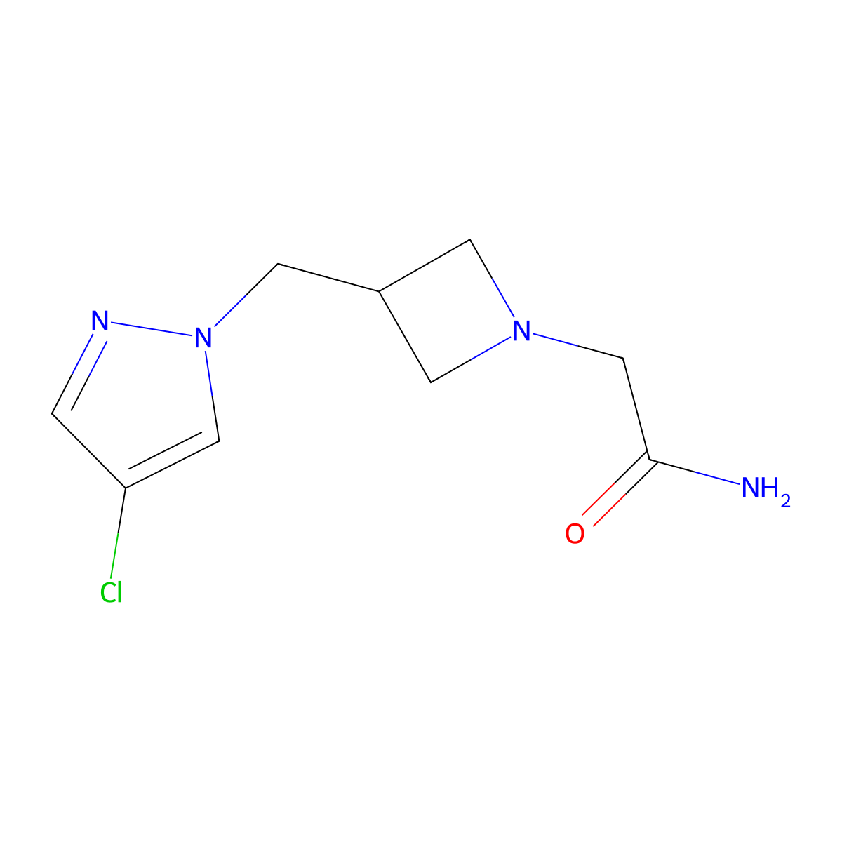 2-{3-[(4-chloro-1H-pyrazol-1-yl)methyl]azetidin-1-yl}acetamide molecular structure, CAS 2549010-04-8