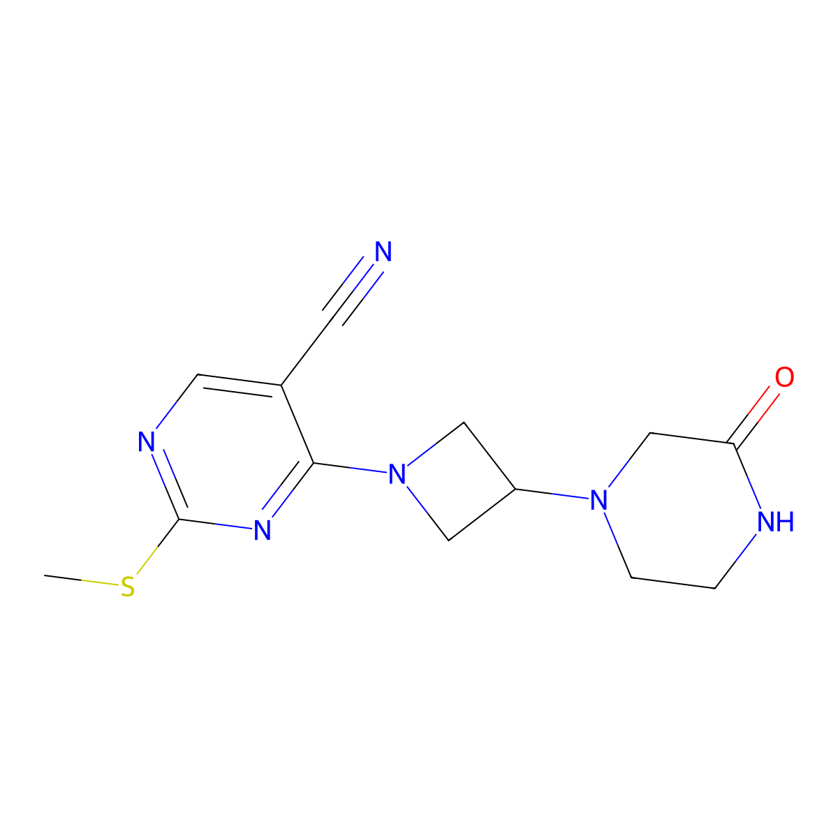 2-(Methylsulfanyl)-4-[3-(3-oxopiperazin-1-yl)azetidin-1-yl]pyrimidine-5-carbonitrile molecular structure, CAS 2549010-06-0
