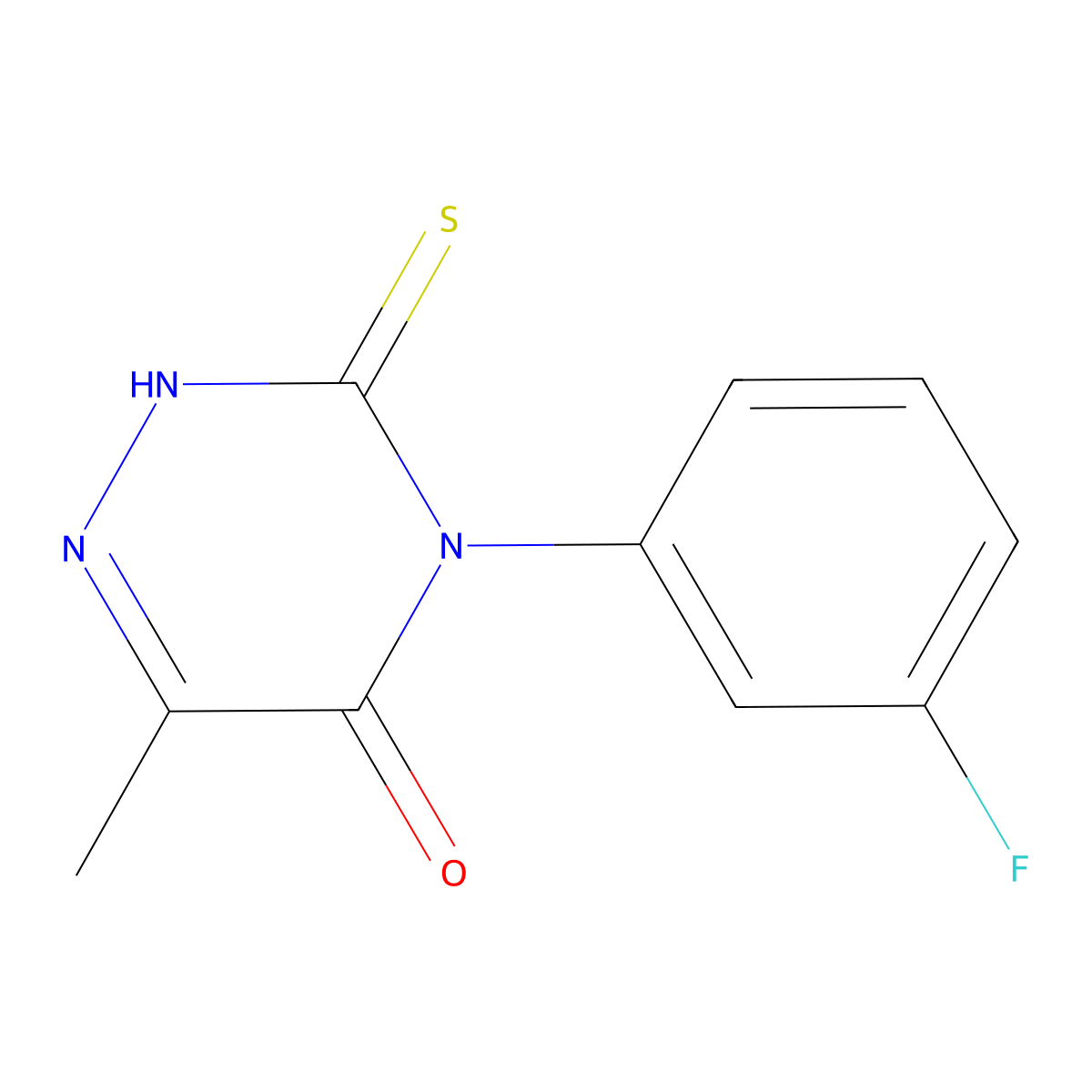 4-(3-Fluorophenyl)-6-methyl-3-sulfanylidene-2,3,4,5-tetrahydro-1,2,4-triazin-5-one molecular structure, CAS 2549010-09-3
