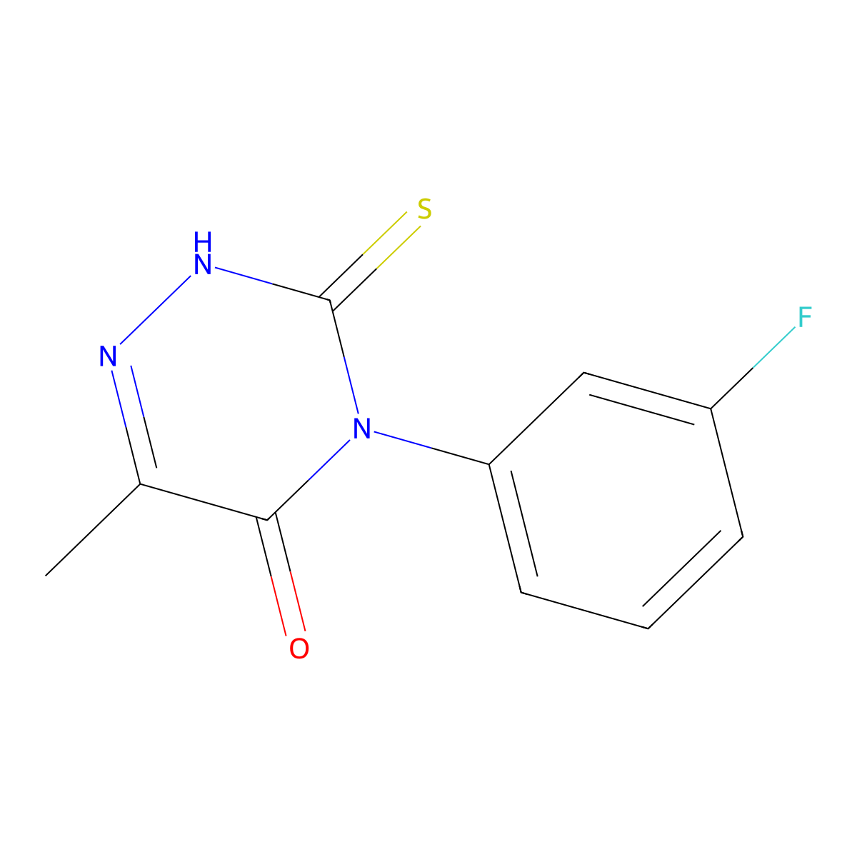 4-(3-Fluorophenyl)-6-methyl-3-sulfanylidene-2,3,4,5-tetrahydro-1,2,4-triazin-5-one molecular structure, CAS 2549010-09-3