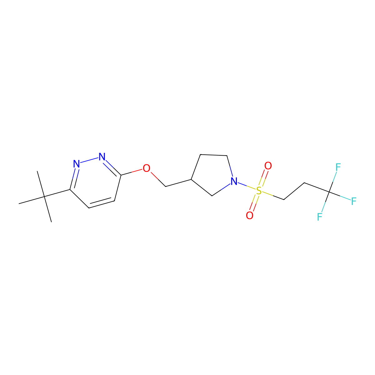 3-Tert-butyl-6-{[1-(3,3,3-trifluoropropanesulfonyl)pyrrolidin-3-yl]methoxy}pyridazine molecular structure, CAS 2549010-10-6