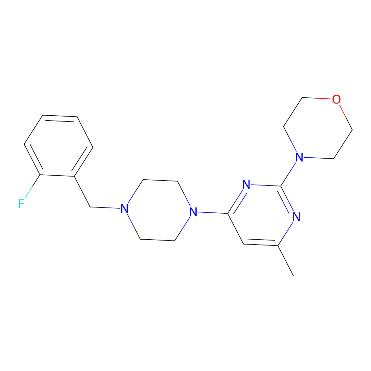 4-(4-{4-[(2-Fluorophenyl)methyl]piperazin-1-yl}-6-methylpyrimidin-2-yl)morpholine molecular structure, CAS 2549010-11-7