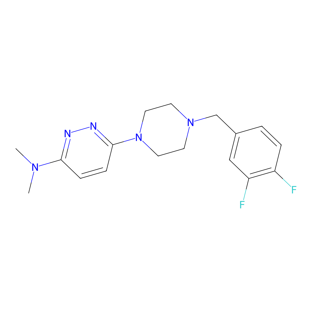 6-{4-[(3,4-difluorophenyl)methyl]piperazin-1-yl}-N,N-dimethylpyridazin-3-amine molecular structure, CAS 2549010-14-0
