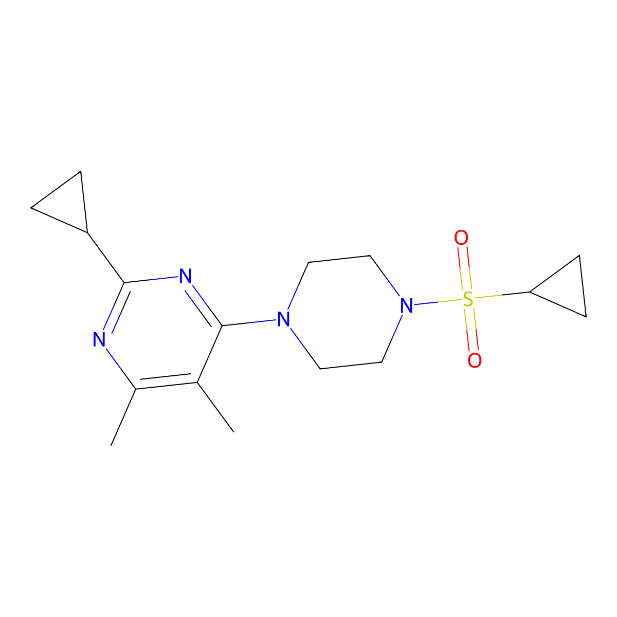 4-[4-(Cyclopropanesulfonyl)piperazin-1-yl]-2-cyclopropyl-5,6-dimethylpyrimidine molecular structure, CAS 2549010-18-4