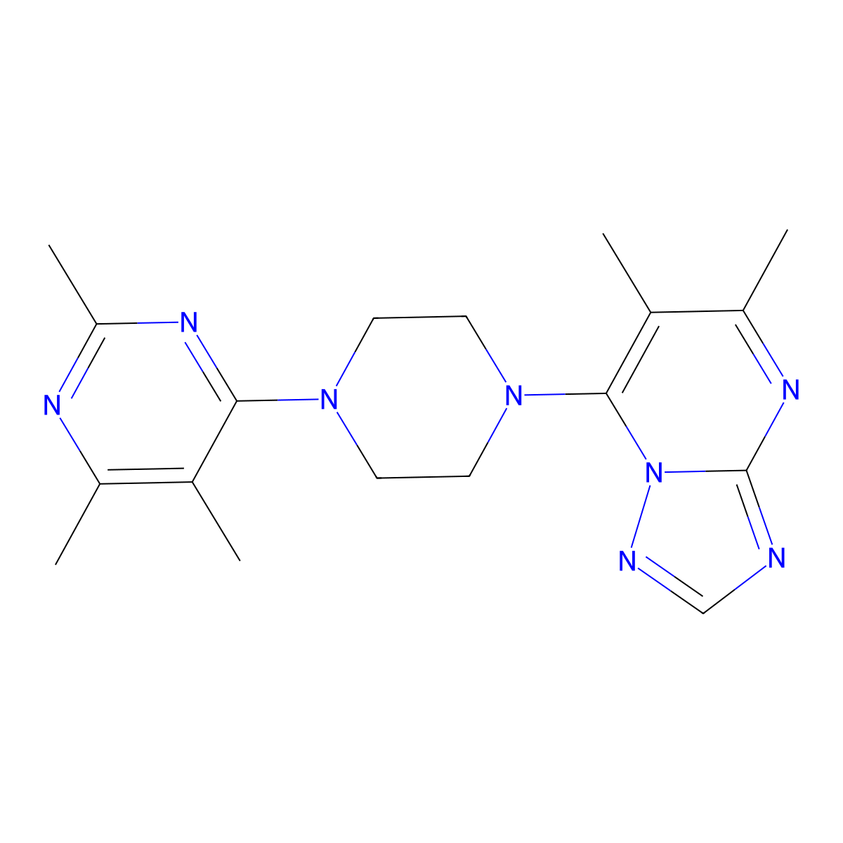 4-(4-{5,6-Dimethyl-[1,2,4]triazolo[1,5-a]pyrimidin-7-yl}piperazin-1-yl)-2,5,6-trimethylpyrimidine molecular structure, CAS 2549010-21-9