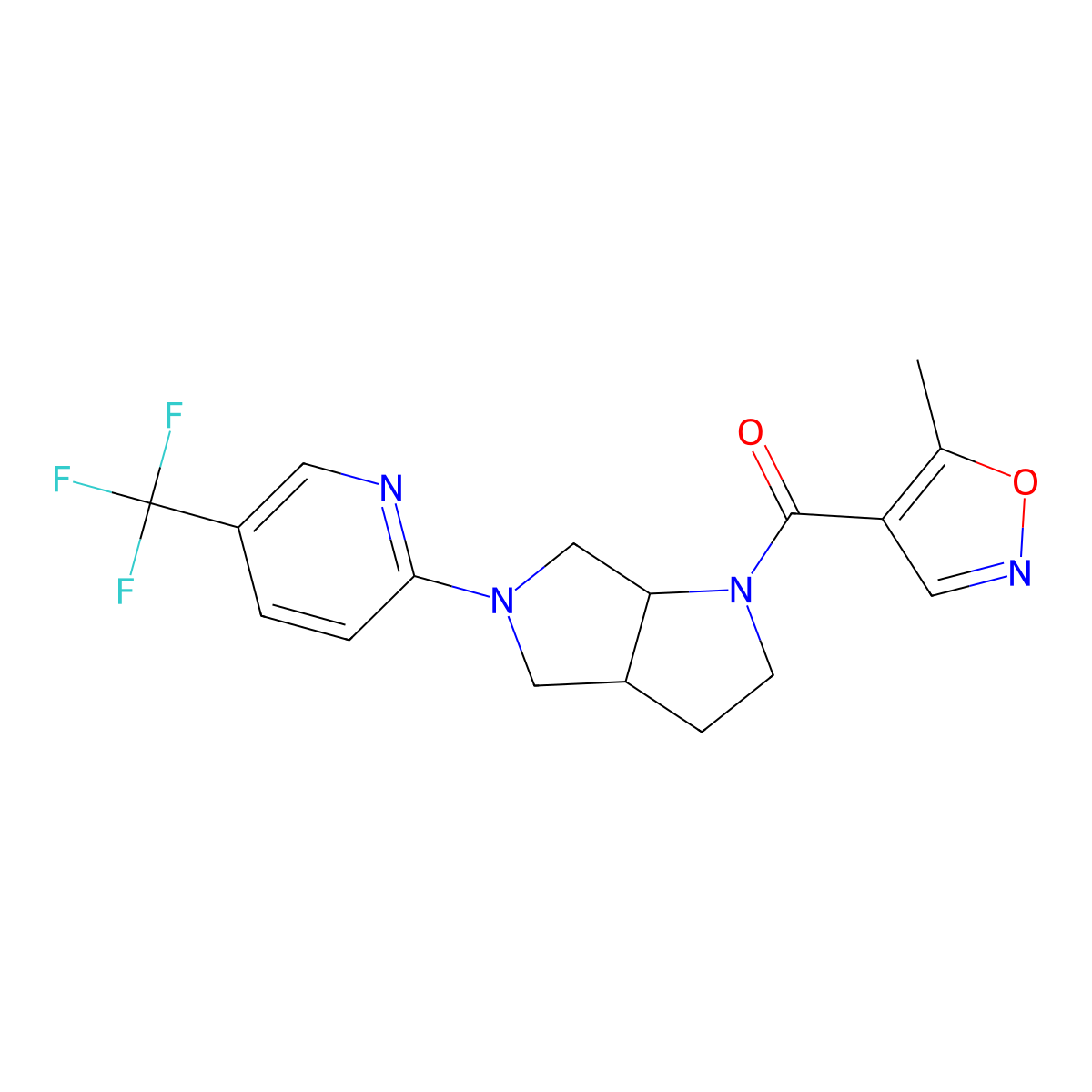 2-[1-(5-Methyl-1,2-oxazole-4-carbonyl)-octahydropyrrolo[3,4-b]pyrrol-5-yl]-5-(trifluoromethyl)pyridine molecular structure, CAS 2549010-24-2