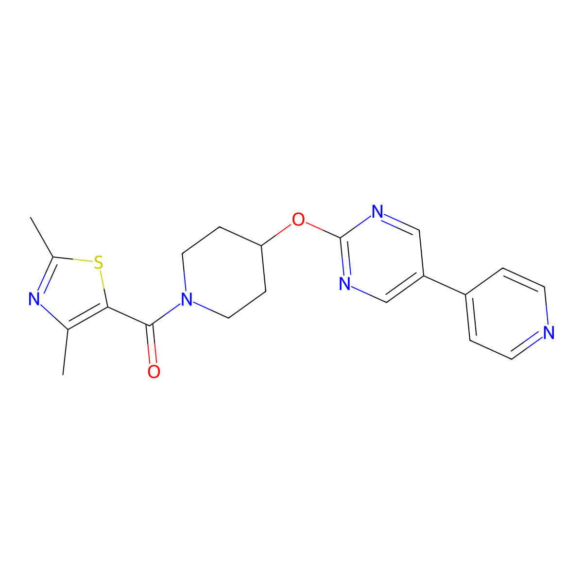 2-{[1-(2,4-Dimethyl-1,3-thiazole-5-carbonyl)piperidin-4-yl]oxy}-5-(pyridin-4-yl)pyrimidine molecular structure, CAS 2549010-27-5