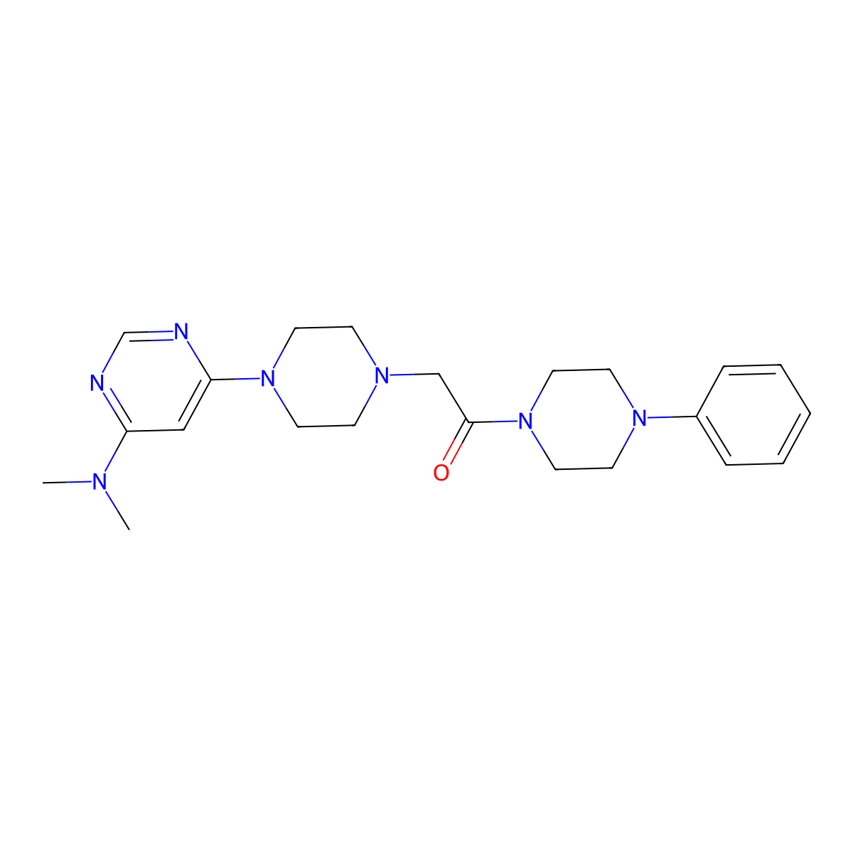 2-{4-[6-(Dimethylamino)pyrimidin-4-yl]piperazin-1-yl}-1-(4-phenylpiperazin-1-yl)ethan-1-one molecular structure, CAS 2549010-31-1