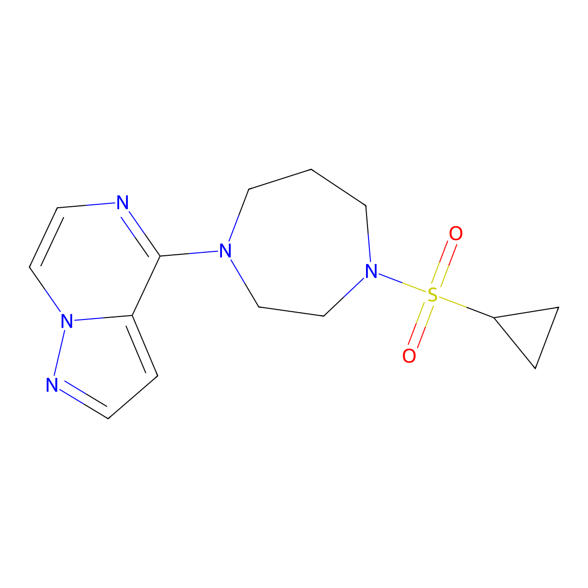 1-(Cyclopropanesulfonyl)-4-{pyrazolo[1,5-a]pyrazin-4-yl}-1,4-diazepane molecular structure, CAS 2549010-34-4