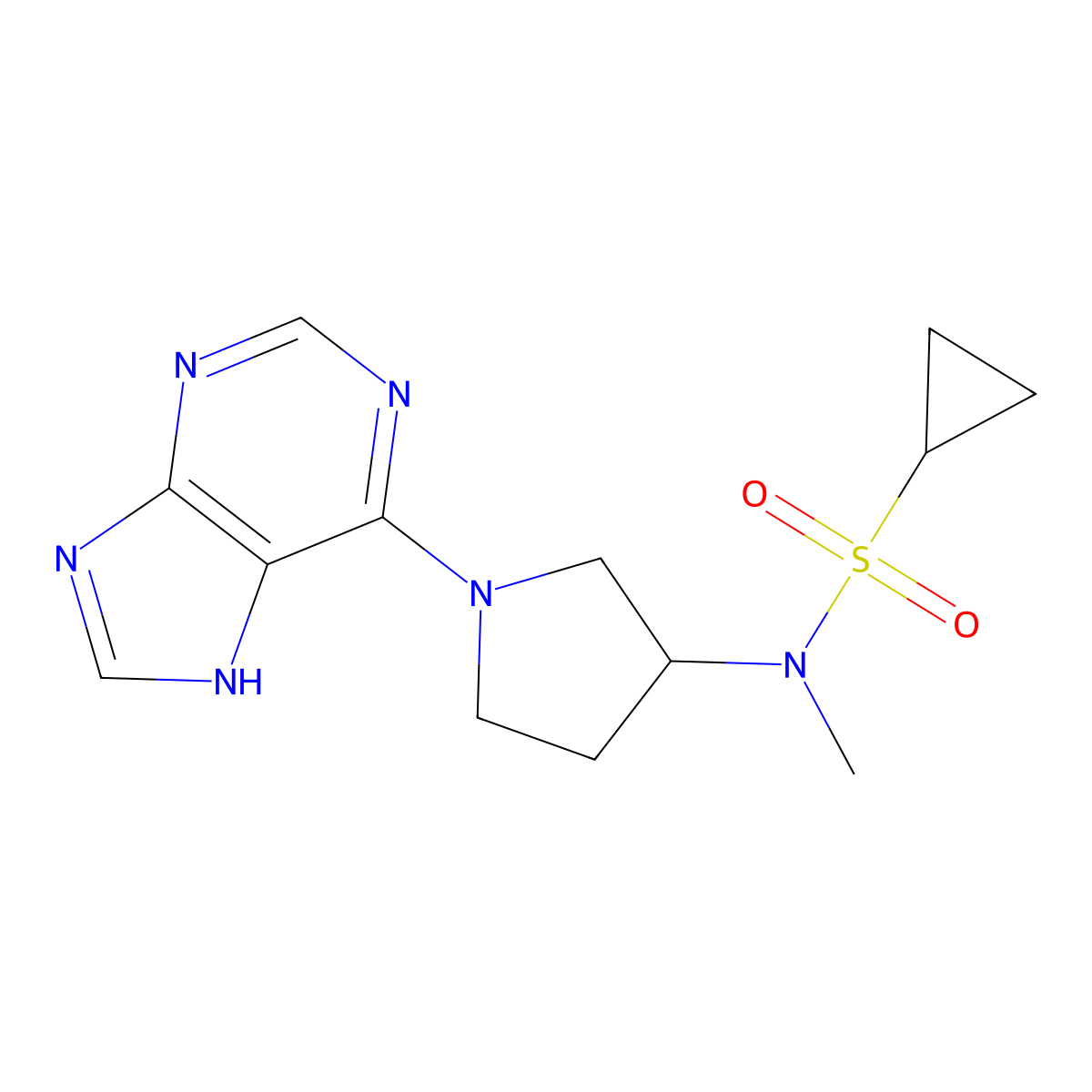 N-methyl-N-[1-(9H-purin-6-yl)pyrrolidin-3-yl]cyclopropanesulfonamide molecular structure, CAS 2549010-36-6