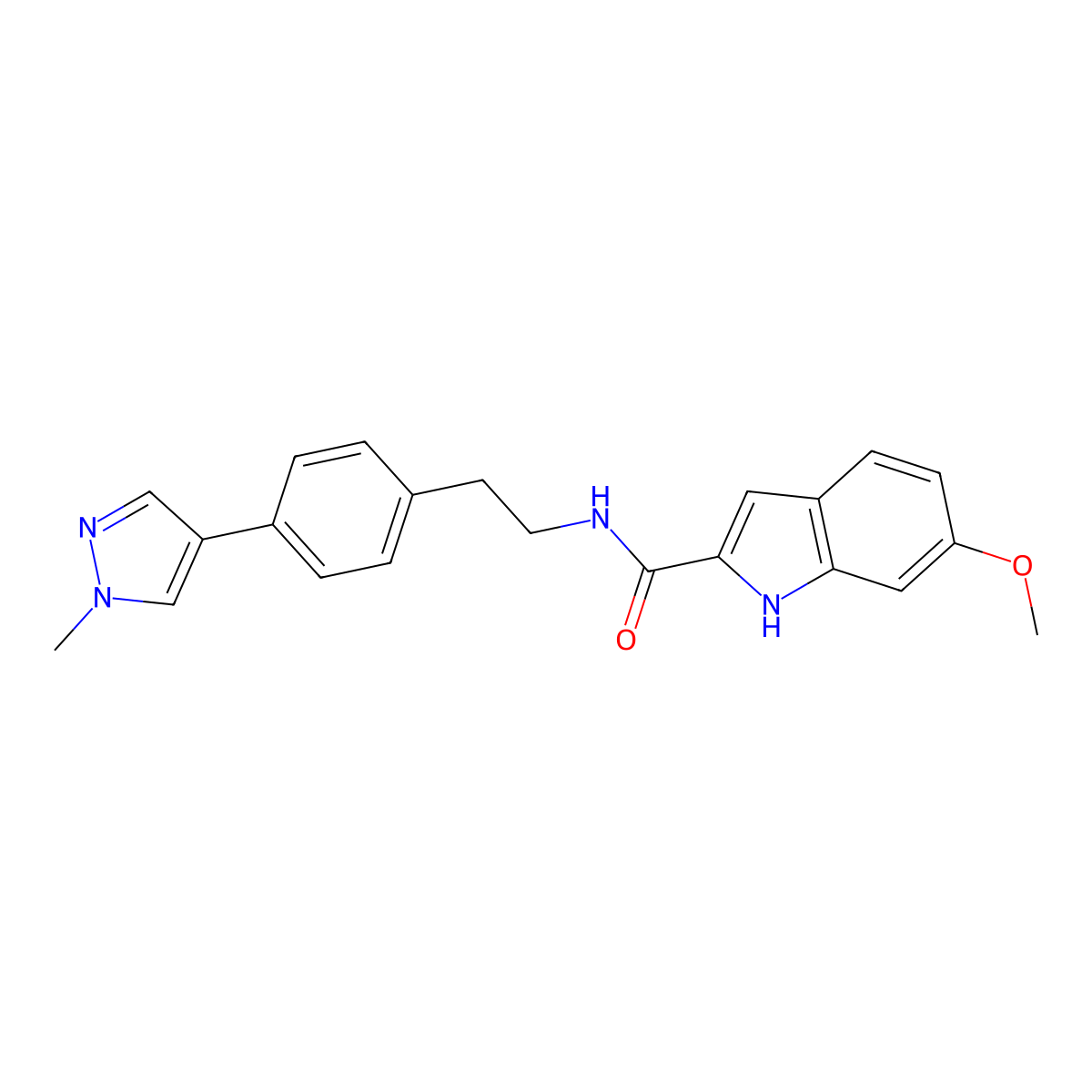 6-methoxy-N-{2-[4-(1-methyl-1H-pyrazol-4-yl)phenyl]ethyl}-1H-indole-2-carboxamide molecular structure, CAS 2549010-51-5