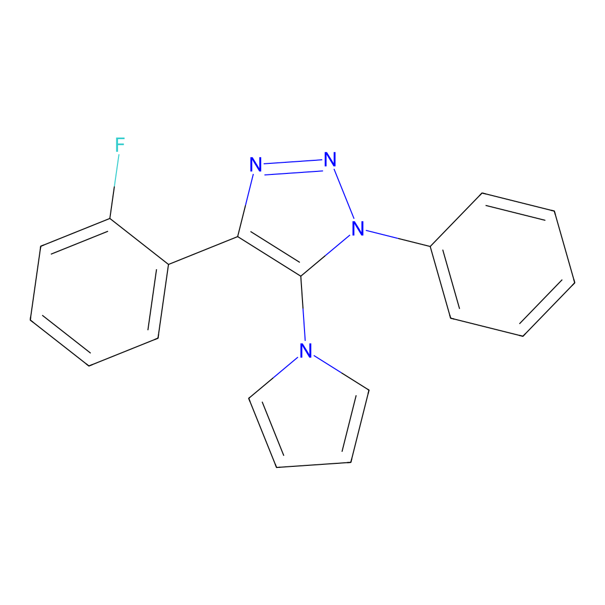 4-(2-fluorophenyl)-1-phenyl-5-(1H-pyrrol-1-yl)-1H-1,2,3-triazole molecular structure, CAS 2549010-59-3