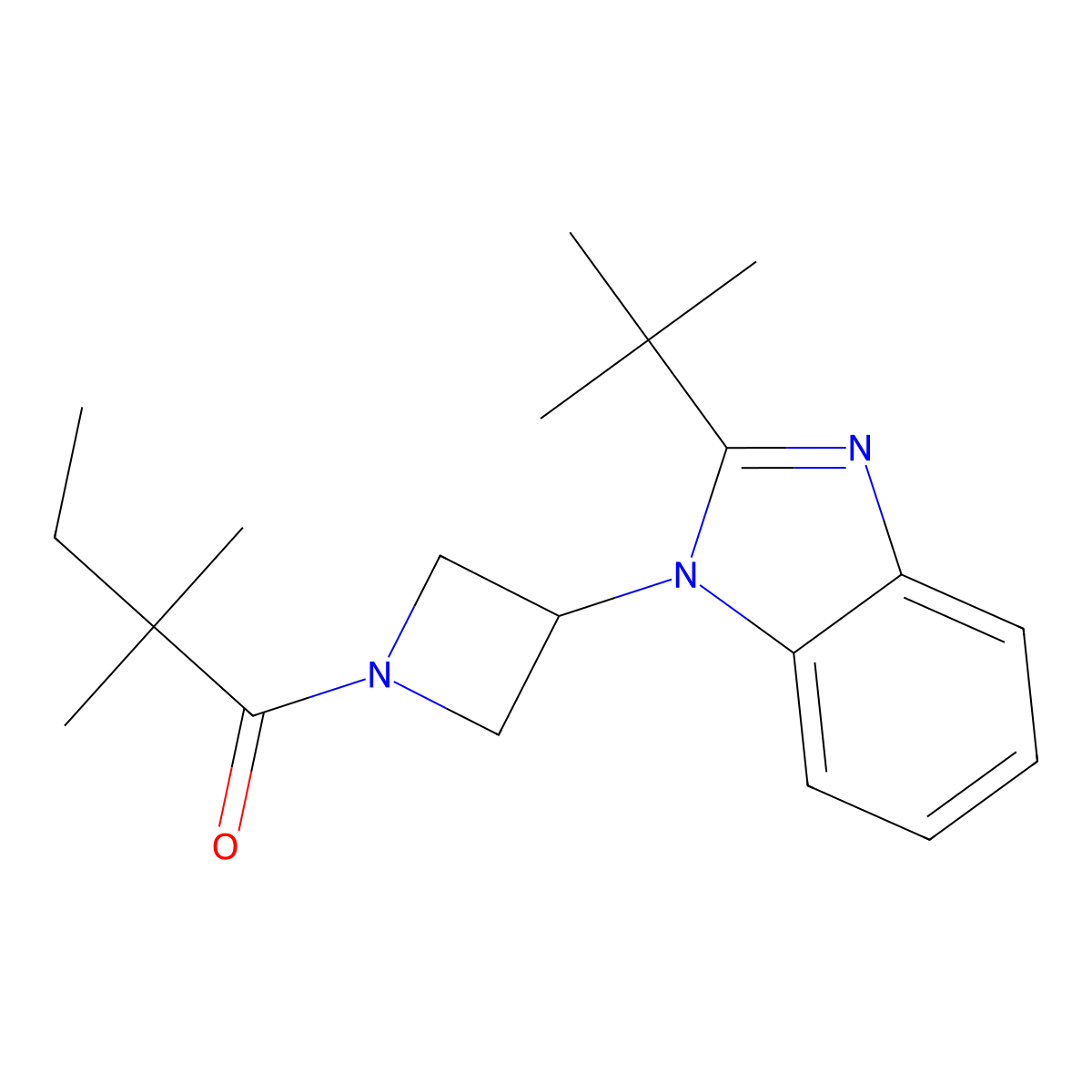 1-[3-(2-tert-butyl-1H-1,3-benzodiazol-1-yl)azetidin-1-yl]-2,2-dimethylbutan-1-one molecular structure, CAS 2549010-64-0