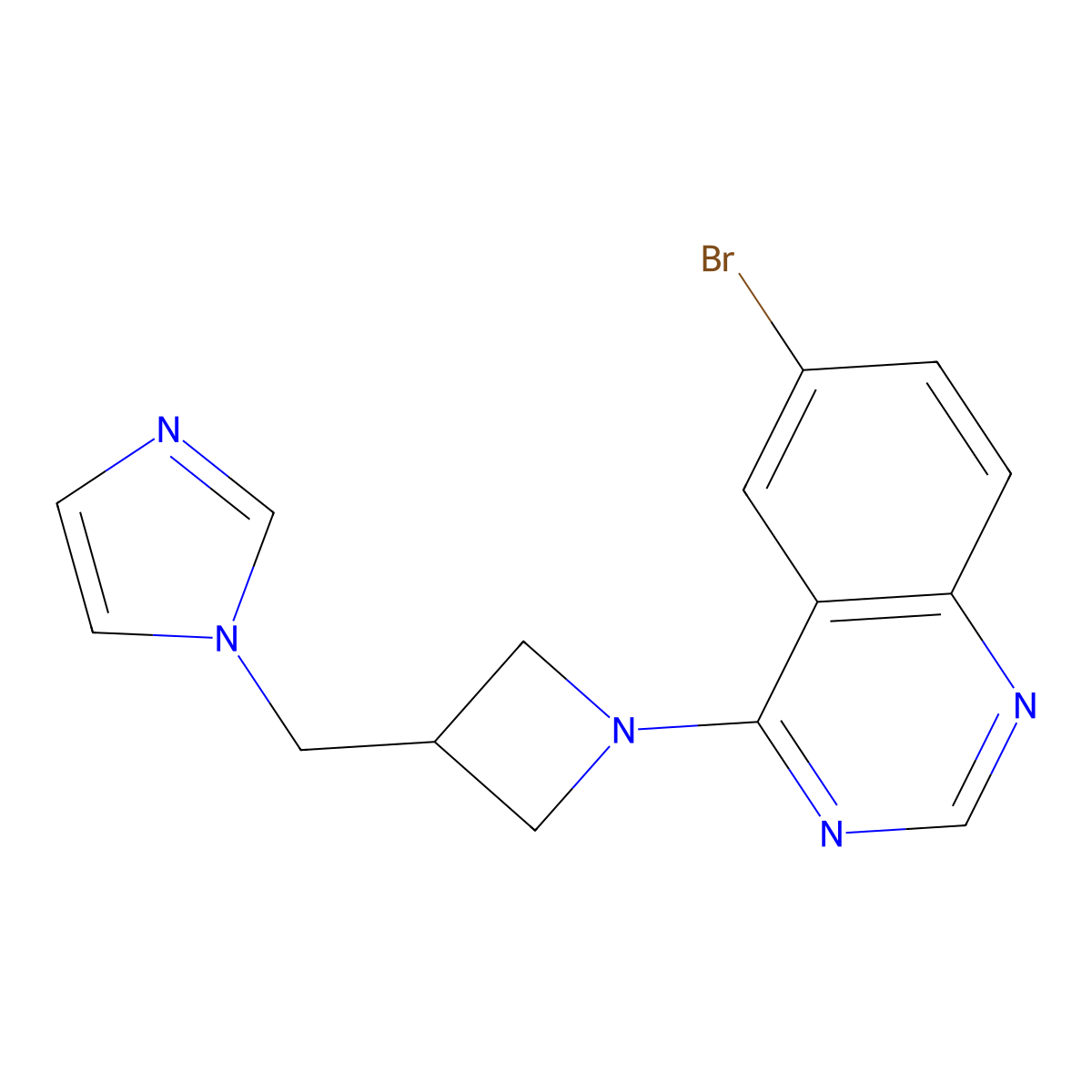 6-bromo-4-{3-[(1H-imidazol-1-yl)methyl]azetidin-1-yl}quinazoline molecular structure, CAS 2549010-65-1