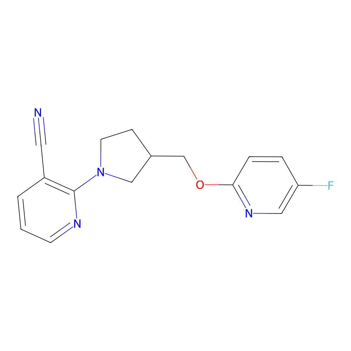 2-(3-{[(5-Fluoropyridin-2-yl)oxy]methyl}pyrrolidin-1-yl)pyridine-3-carbonitrile molecular structure, CAS 2549010-66-2