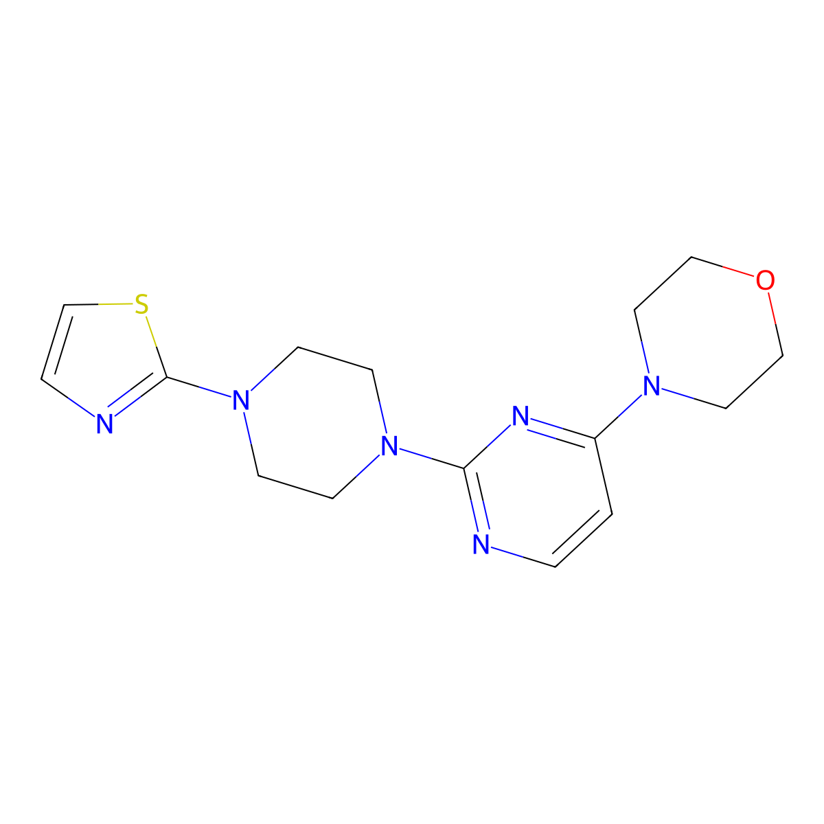 4-{2-[4-(1,3-Thiazol-2-yl)piperazin-1-yl]pyrimidin-4-yl}morpholine molecular structure, CAS 2549010-69-5