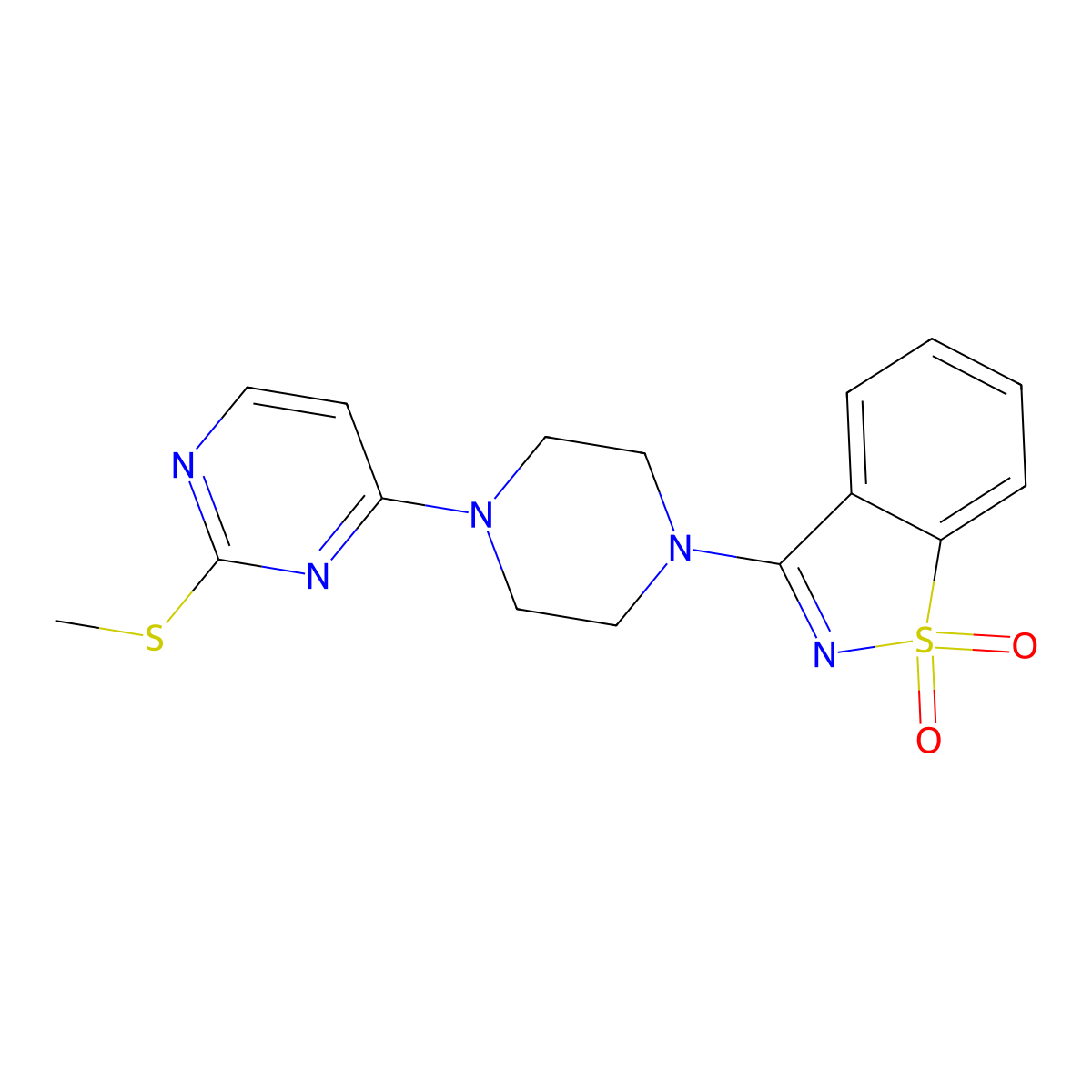 3-{4-[2-(Methylsulfanyl)pyrimidin-4-yl]piperazin-1-yl}-1lambda6,2-benzothiazole-1,1-dione molecular structure, CAS 2549010-70-8