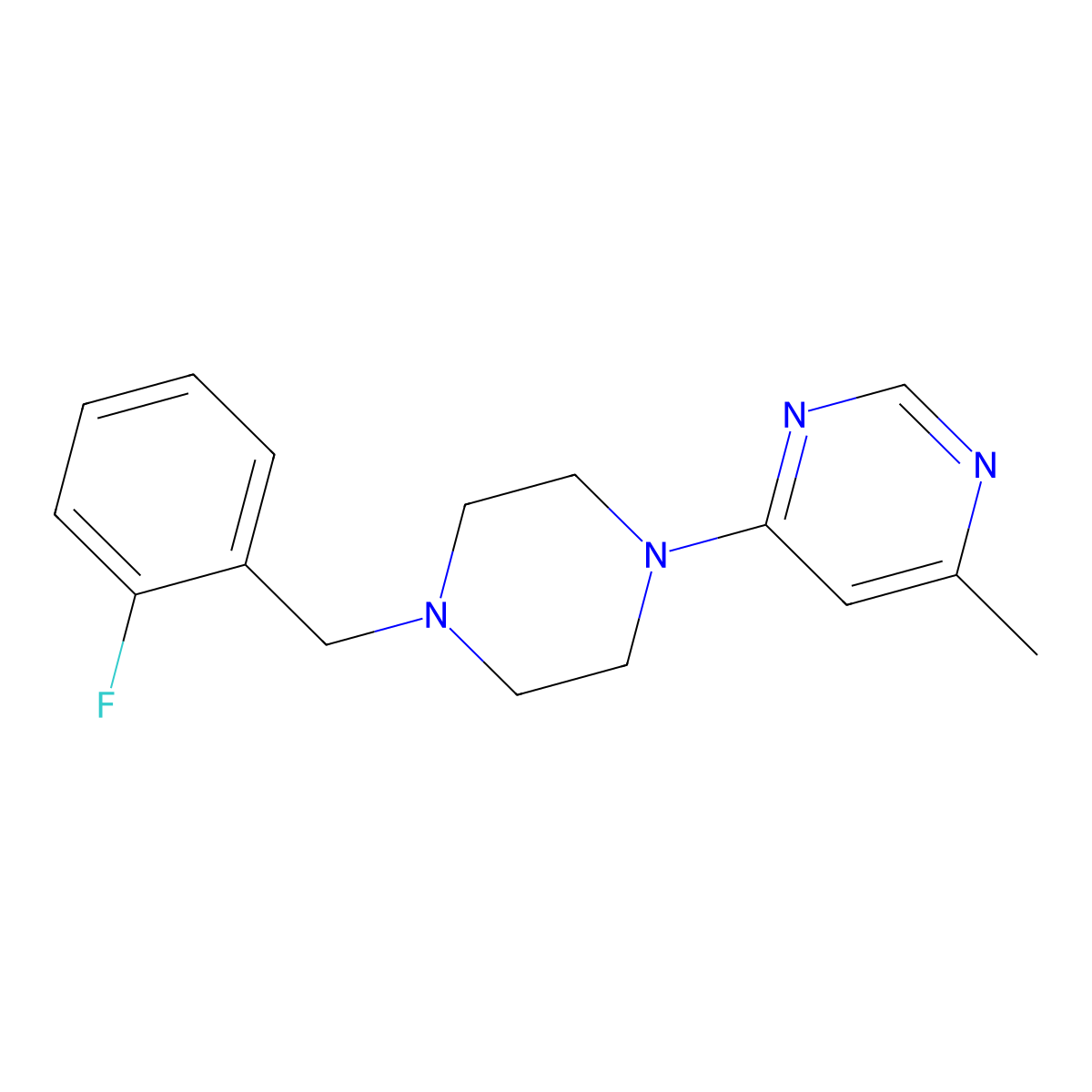4-{4-[(2-Fluorophenyl)methyl]piperazin-1-yl}-6-methylpyrimidine molecular structure, CAS 2549010-71-9
