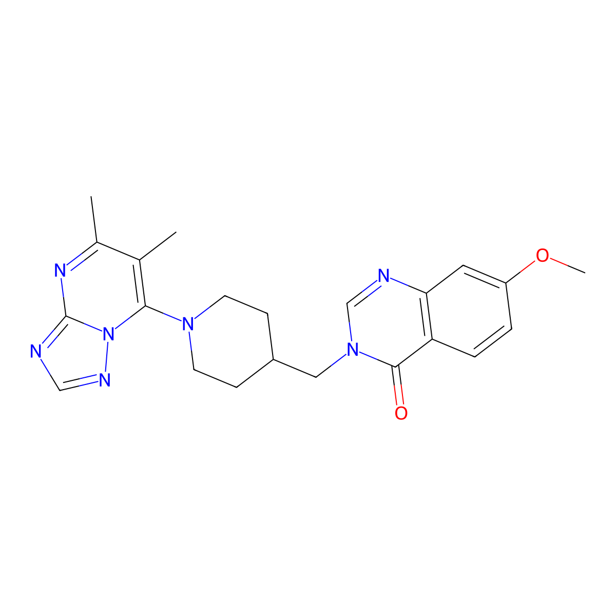 3-[(1-{5,6-Dimethyl-[1,2,4]triazolo[1,5-a]pyrimidin-7-yl}piperidin-4-yl)methyl]-7-methoxy-3,4-dihydroquinazolin-4-one molecular structure, CAS 2549010-75-3
