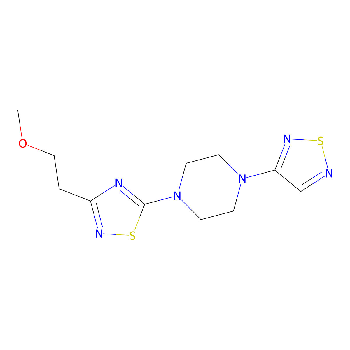 1-[3-(2-Methoxyethyl)-1,2,4-thiadiazol-5-yl]-4-(1,2,5-thiadiazol-3-yl)piperazine molecular structure, CAS 2549010-77-5