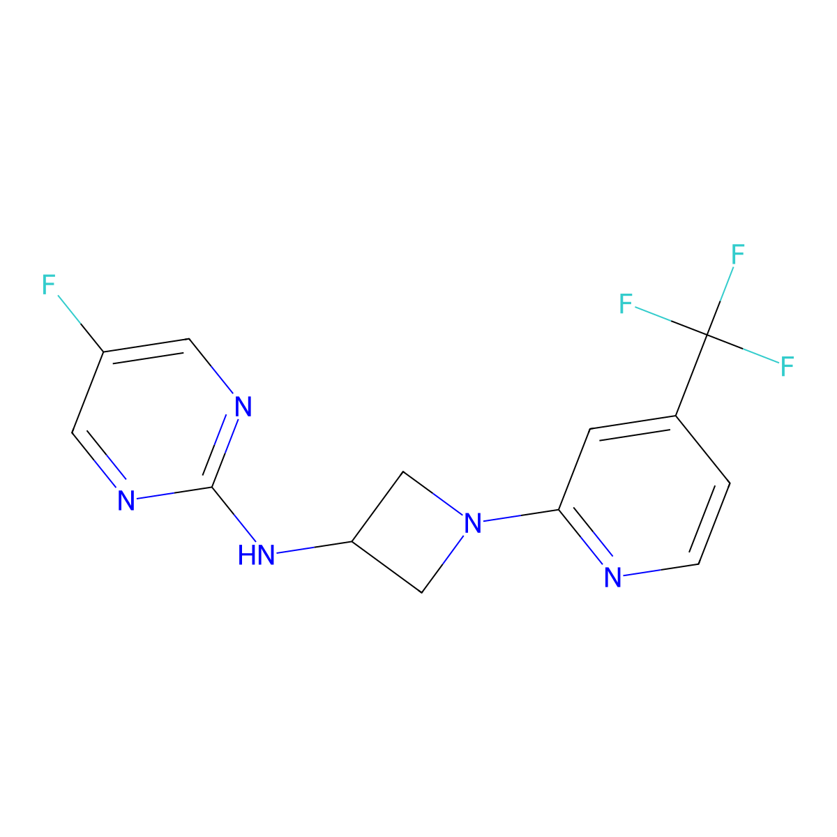 5-fluoro-N-{1-[4-(trifluoromethyl)pyridin-2-yl]azetidin-3-yl}pyrimidin-2-amine molecular structure, CAS 2549010-82-2