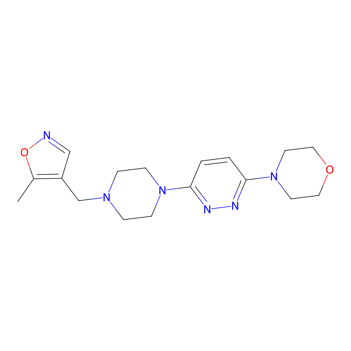 4-(6-{4-[(5-Methyl-1,2-oxazol-4-yl)methyl]piperazin-1-yl}pyridazin-3-yl)morpholine molecular structure, CAS 2549010-87-7