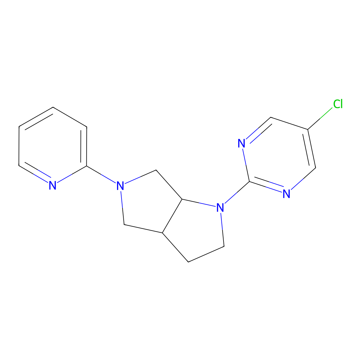 5-Chloro-2-[5-(pyridin-2-yl)-octahydropyrrolo[3,4-b]pyrrol-1-yl]pyrimidine molecular structure, CAS 2549010-90-2