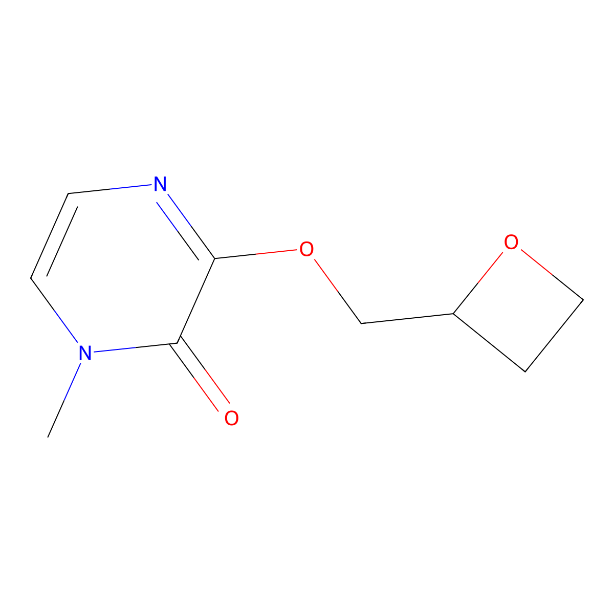 1-Methyl-3-[(oxetan-2-yl)methoxy]-1,2-dihydropyrazin-2-one molecular structure, CAS 2549010-92-4