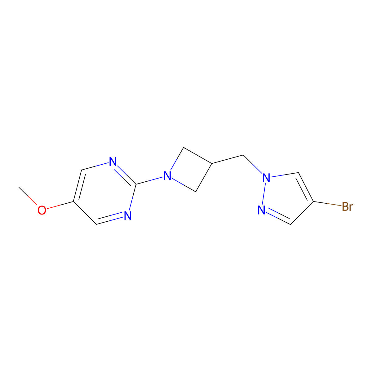 2-{3-[(4-bromo-1H-pyrazol-1-yl)methyl]azetidin-1-yl}-5-methoxypyrimidine molecular structure, CAS 2549010-97-9