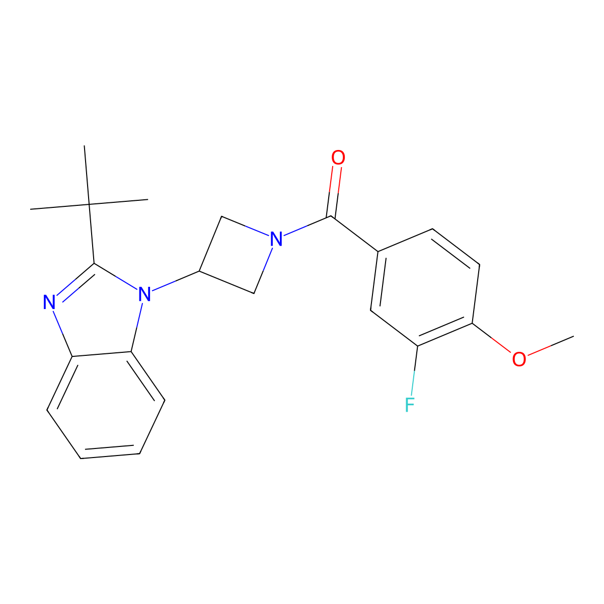 2-tert-butyl-1-[1-(3-fluoro-4-methoxybenzoyl)azetidin-3-yl]-1H-1,3-benzodiazole molecular structure, CAS 2549011-00-7