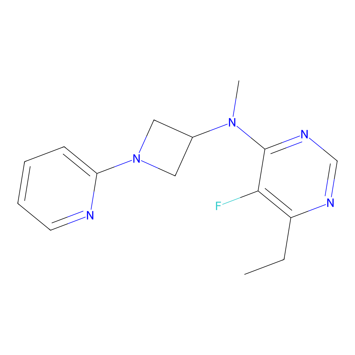 6-ethyl-5-fluoro-N-methyl-N-[1-(pyridin-2-yl)azetidin-3-yl]pyrimidin-4-amine molecular structure, CAS 2549011-13-2