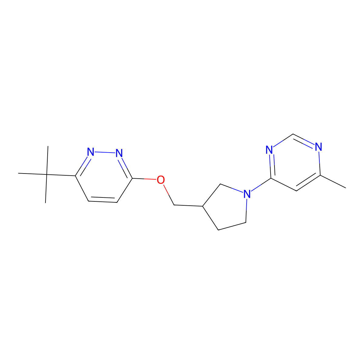 4-(3-{[(6-Tert-butylpyridazin-3-yl)oxy]methyl}pyrrolidin-1-yl)-6-methylpyrimidine molecular structure, CAS 2549011-17-6