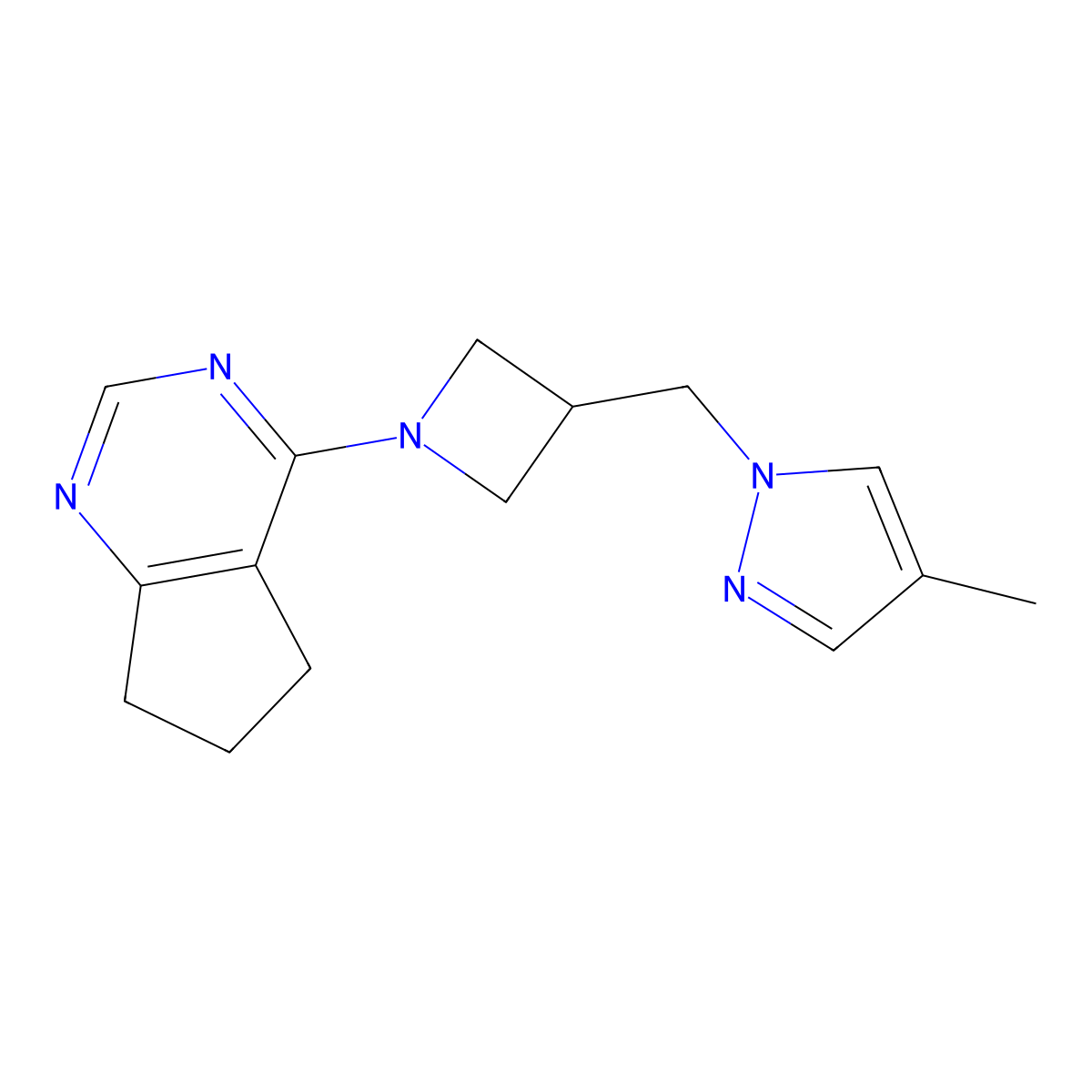 1-[(1-{5H,6H,7H-cyclopenta[d]pyrimidin-4-yl}azetidin-3-yl)methyl]-4-methyl-1H-pyrazole molecular structure, CAS 2549011-26-7