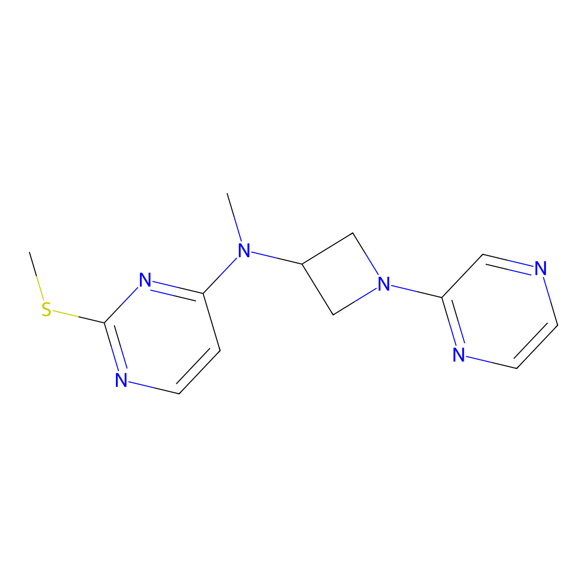 N-methyl-2-(methylsulfanyl)-N-[1-(pyrazin-2-yl)azetidin-3-yl]pyrimidin-4-amine molecular structure, CAS 2549011-27-8