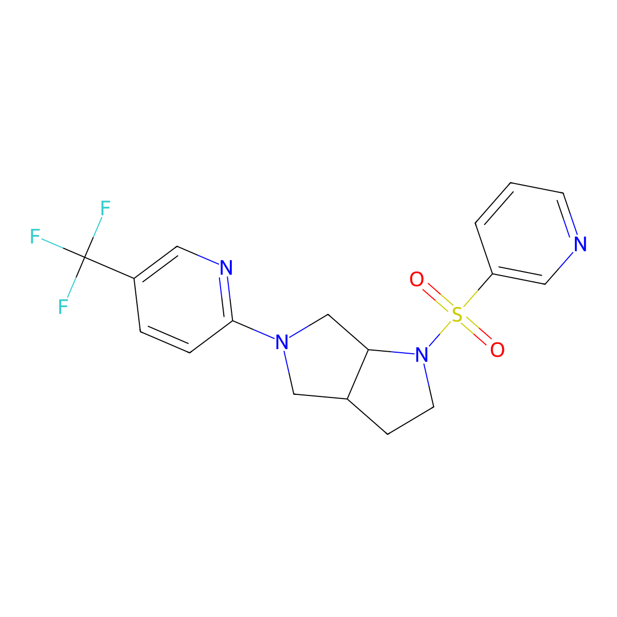 2-[1-(Pyridine-3-sulfonyl)-octahydropyrrolo[2,3-c]pyrrol-5-yl]-5-(trifluoromethyl)pyridine molecular structure, CAS 2549011-30-3