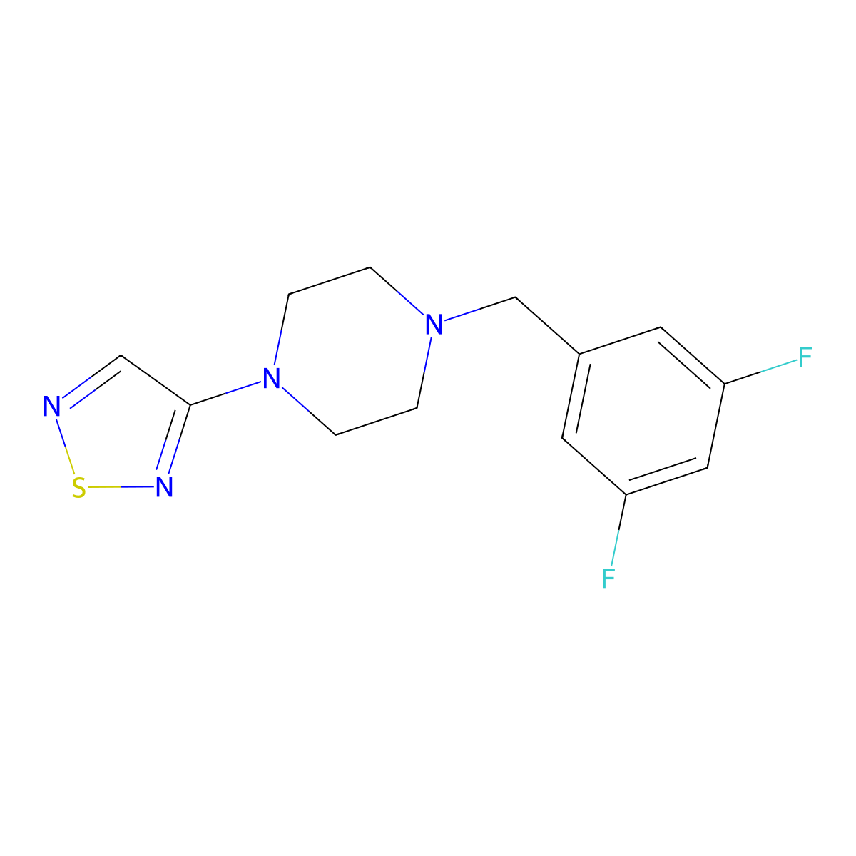 1-[(3,5-Difluorophenyl)methyl]-4-(1,2,5-thiadiazol-3-yl)piperazine molecular structure, CAS 2549011-32-5