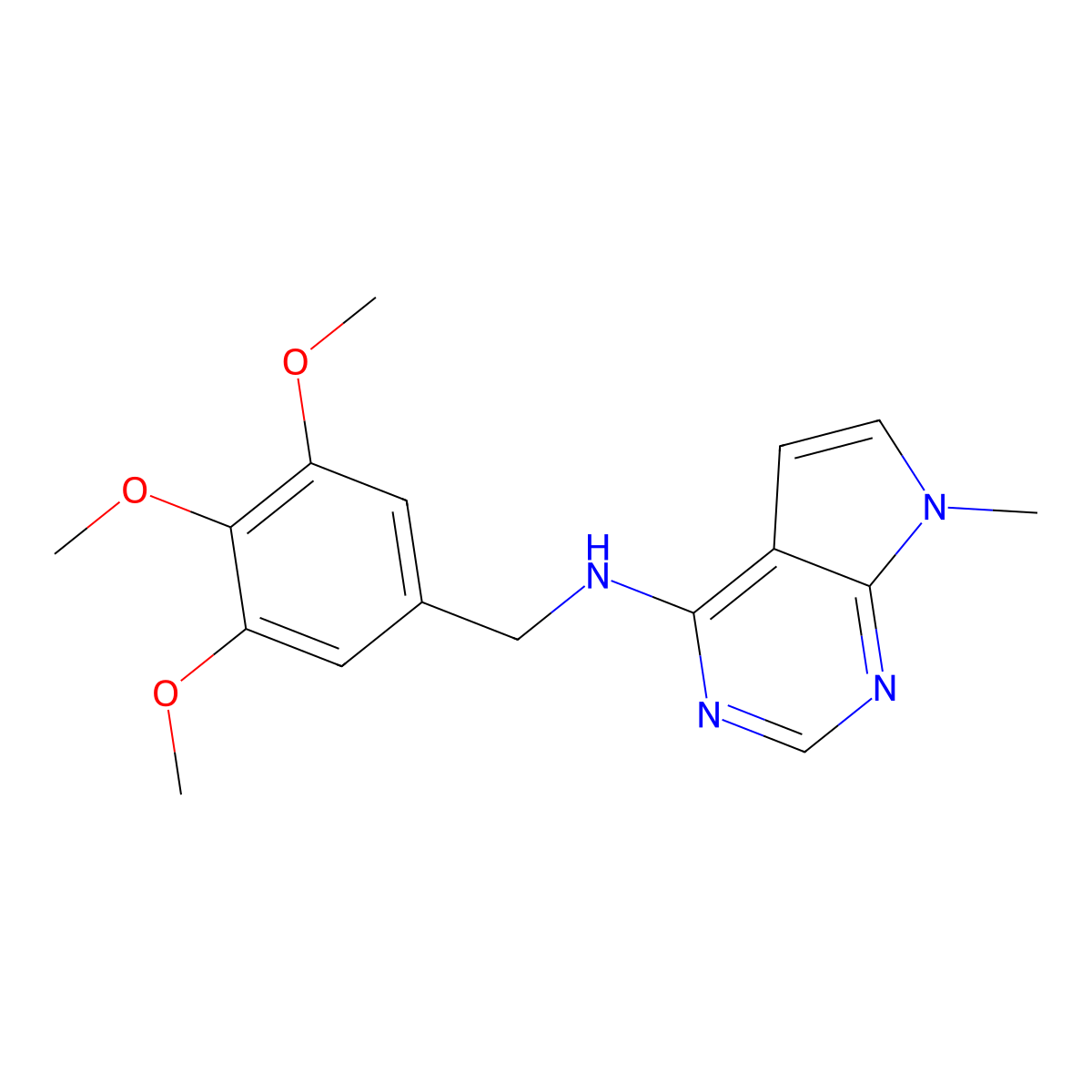 7-methyl-N-[(3,4,5-trimethoxyphenyl)methyl]-7H-pyrrolo[2,3-d]pyrimidin-4-amine molecular structure, CAS 2549011-38-1
