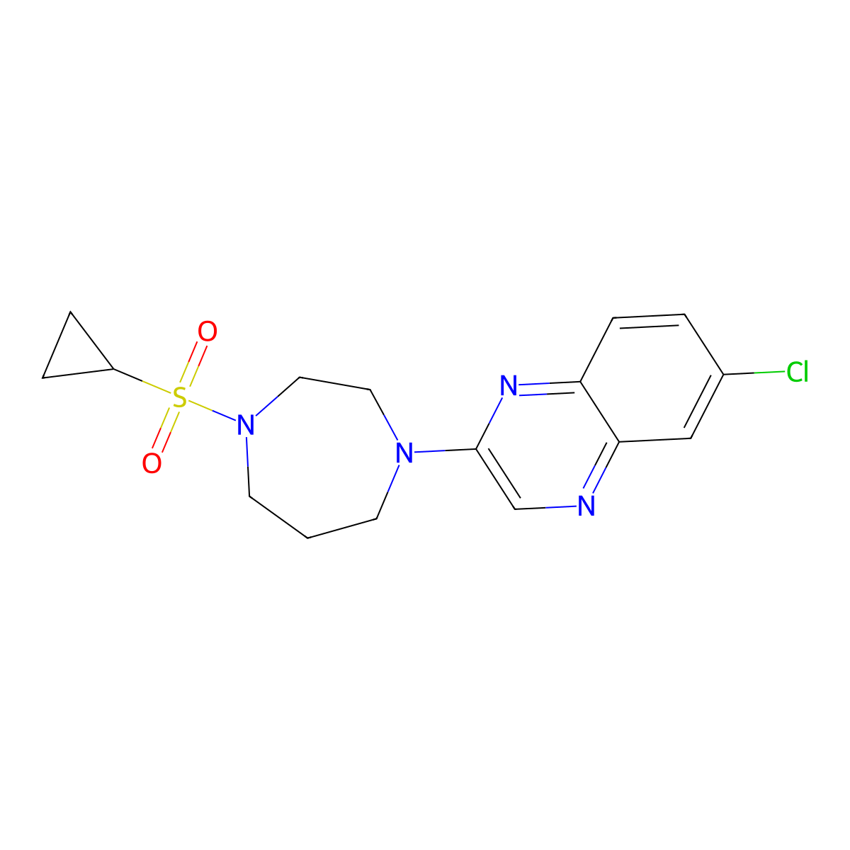 6-Chloro-2-[4-(cyclopropanesulfonyl)-1,4-diazepan-1-yl]quinoxaline molecular structure, CAS 2549011-42-7