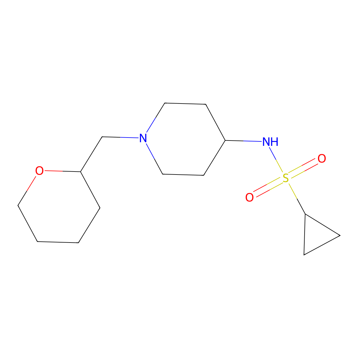 N-{1-[(oxan-2-yl)methyl]piperidin-4-yl}cyclopropanesulfonamide molecular structure, CAS 2549011-46-1