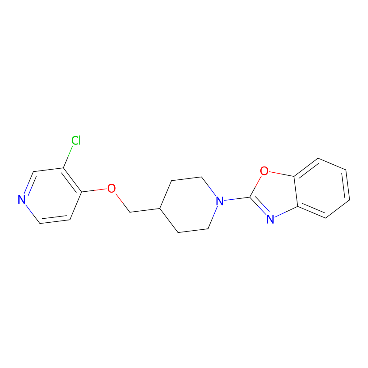 2-(4-{[(3-Chloropyridin-4-yl)oxy]methyl}piperidin-1-yl)-1,3-benzoxazole molecular structure, CAS 2549011-56-3