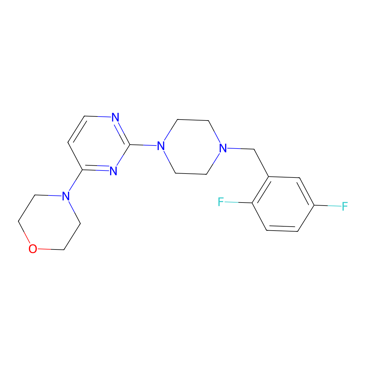 4-(2-{4-[(2,5-Difluorophenyl)methyl]piperazin-1-yl}pyrimidin-4-yl)morpholine molecular structure, CAS 2549011-58-5