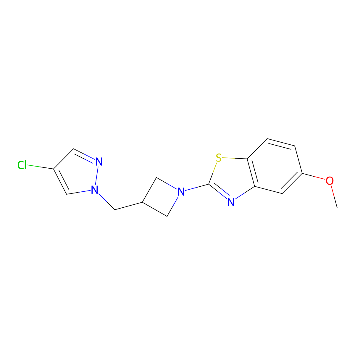 2-{3-[(4-chloro-1H-pyrazol-1-yl)methyl]azetidin-1-yl}-5-methoxy-1,3-benzothiazole molecular structure, CAS 2549011-60-9